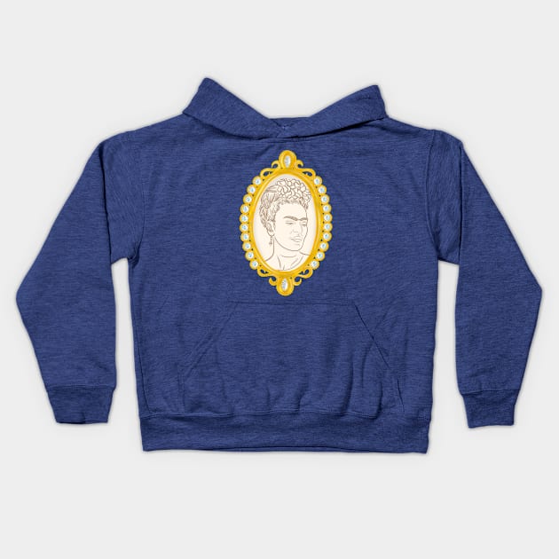 Frida Kahlo Cameo Pin Kids Hoodie by RachaelBurriss